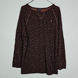 Obey medium black and brown leopard print print long sleeve shirt